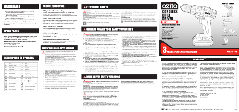 Página 1 del manual Manual de usuario Ozito CDL-1810U