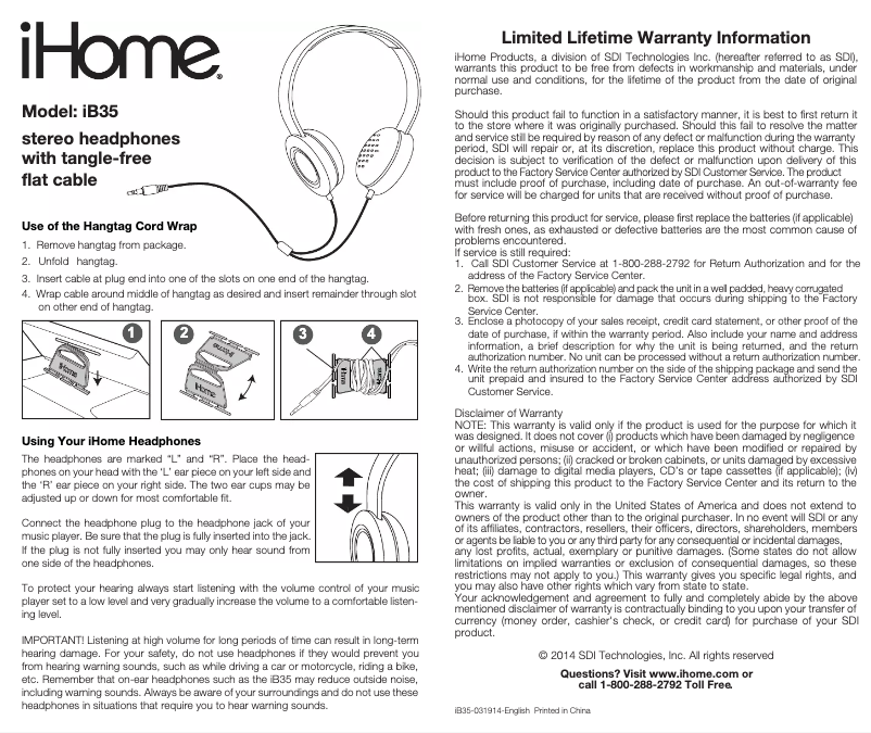 Página nº 1 - Manual de usuario iHome iB35