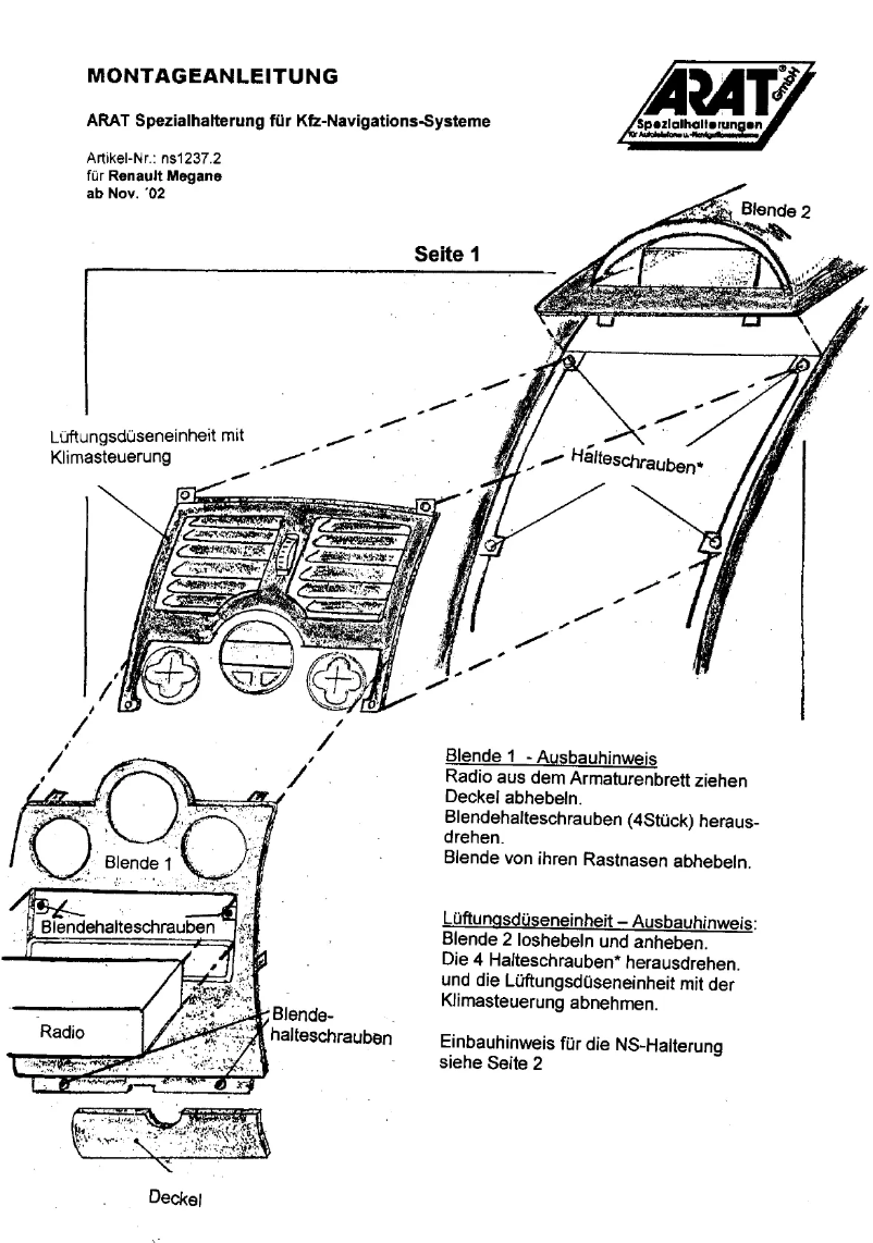 Página 1 del manual Manual de usuario Arat NS1237.2