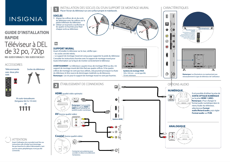 Imagen de la primera página del manual del dispositivo NS-32D310NA21