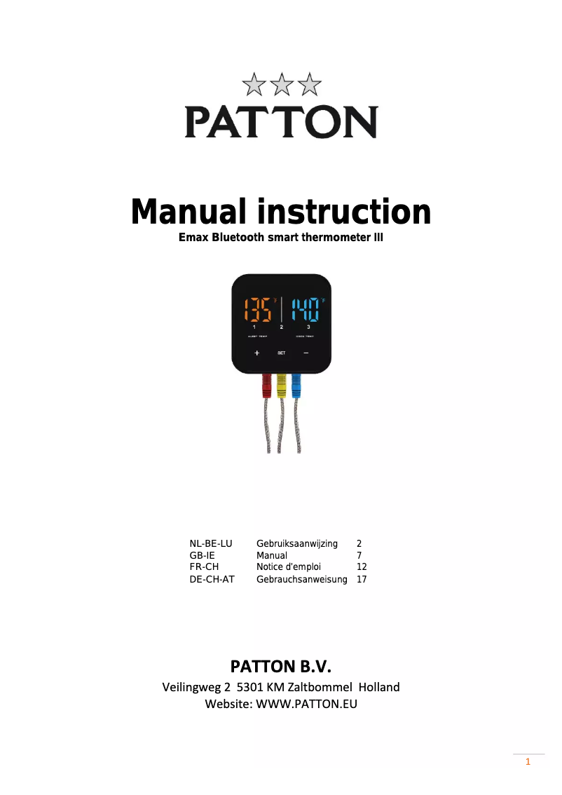 Imagen de la primera página del manual del dispositivo Emax Bluetooth Smart thermometer III