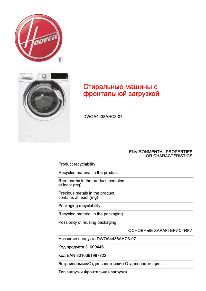 Imagen de la primera página del manual del dispositivo Dynamic Next DWOA4438AHC3-07