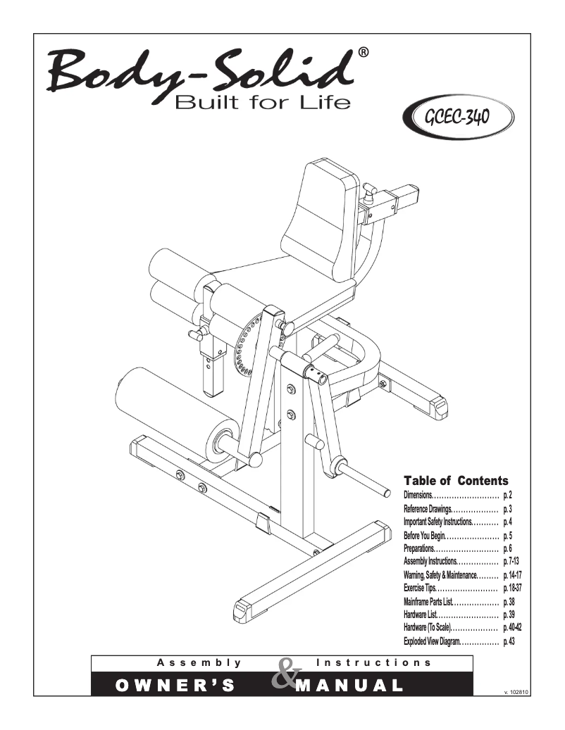 Página nº 1 - Manual de usuario Body-Solid GCEC-340