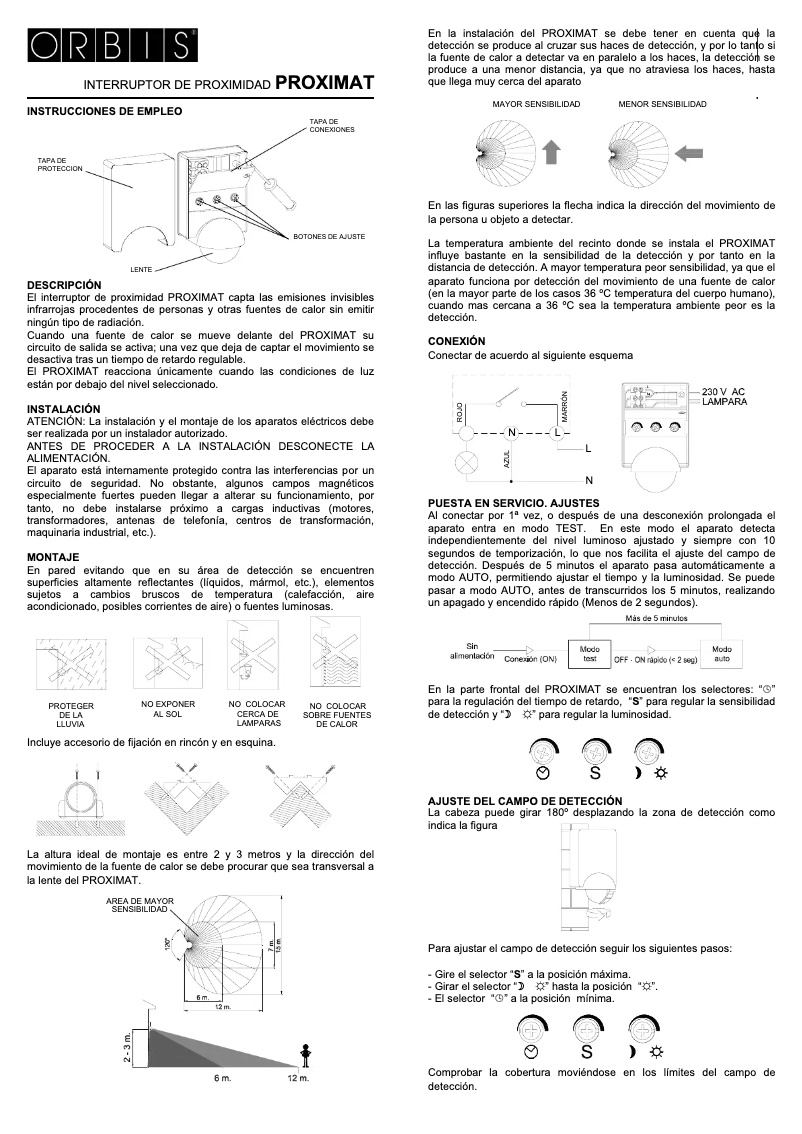 Imagen de la primera página del manual del dispositivo Proximat