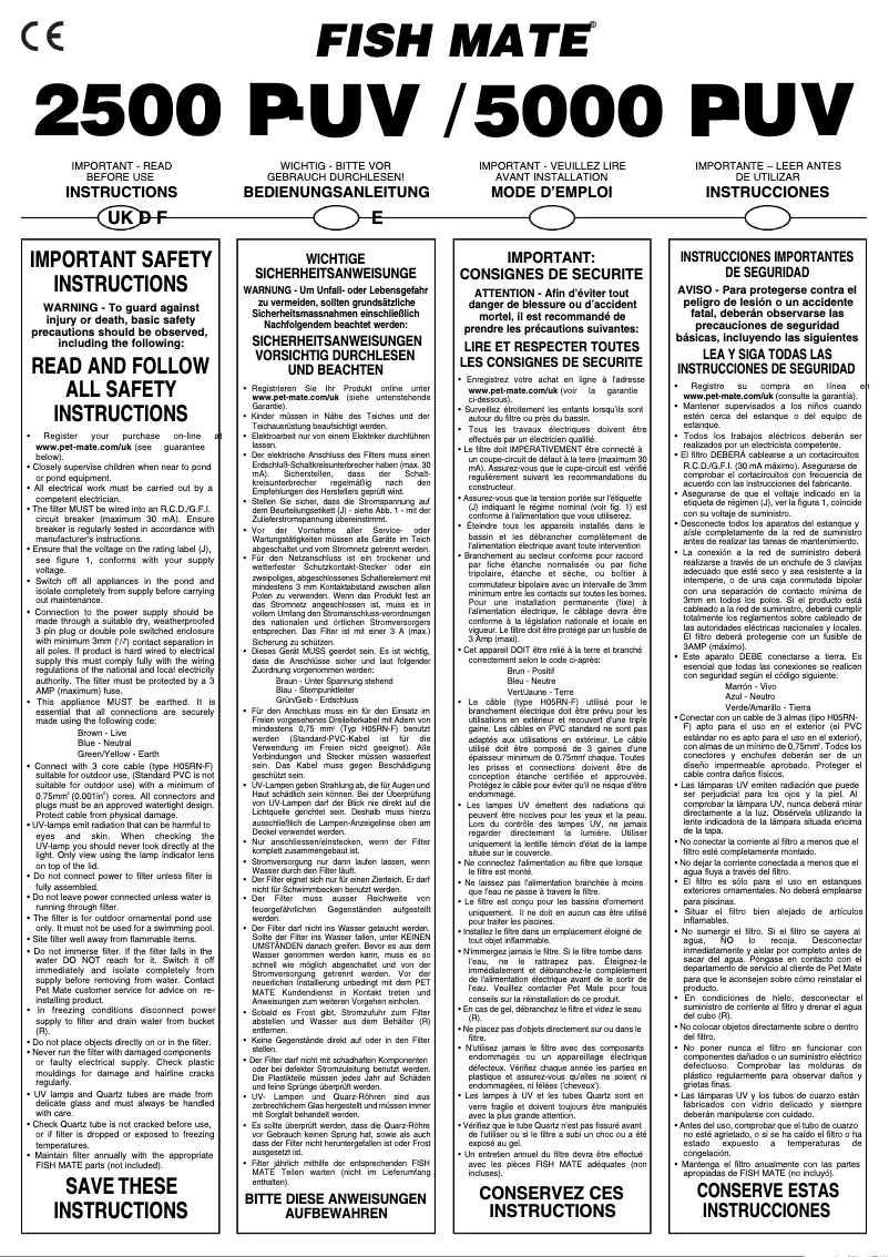 Imagen de la primera página del manual del dispositivo Fish Mate 5000 P-UV