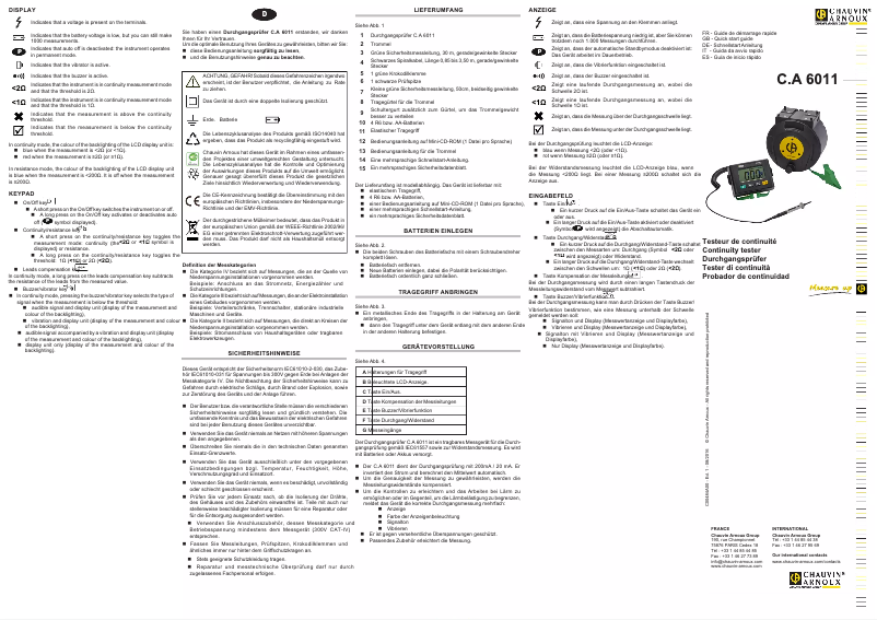 Imagen de la primera página del manual del dispositivo C.A 6011