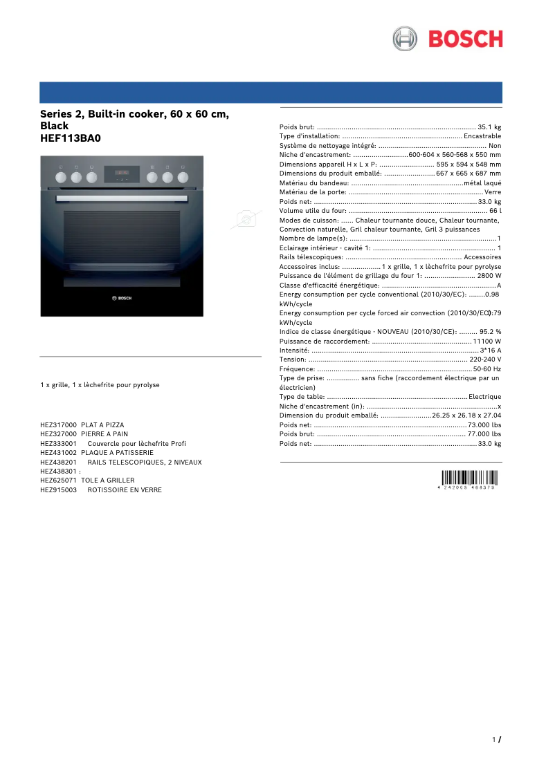 Imagen de la primera página del manual del dispositivo HEF113BA0