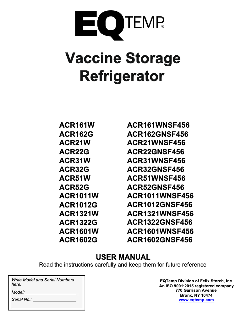 Página nº 1 - Manual de usuario Eqtemp ACR52GLHD