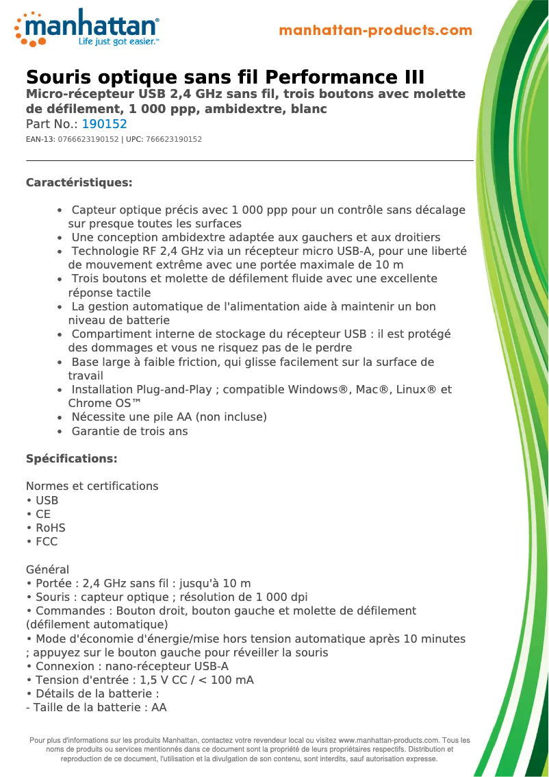 Página nº 1 - Ficha técnica Manhattan 190152