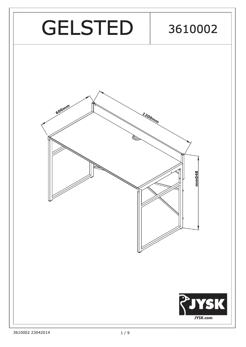 Página nº 1 - Manual de usuario JYSK Gelsted (120x84x60)