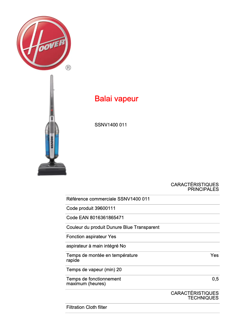 Imagen de la primera página del manual del dispositivo SteamJet Handy SSNV 1400