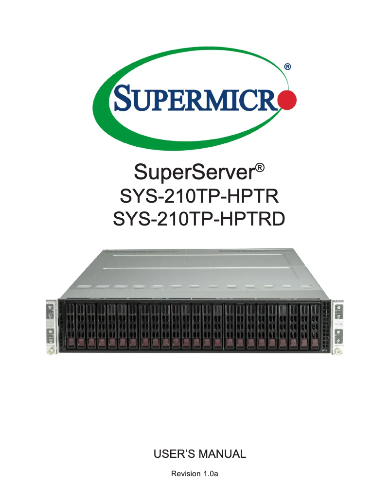 Imagen de la primera página del manual del dispositivo SuperServer SYS-210TP-HPTR