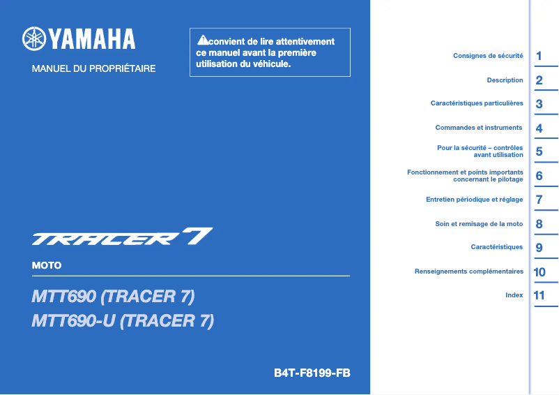 Página nº 1 - Manual de usuario Yamaha Tracer 7 (2023)