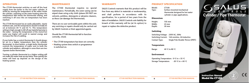 Imagen de la primera página del manual del dispositivo CT100