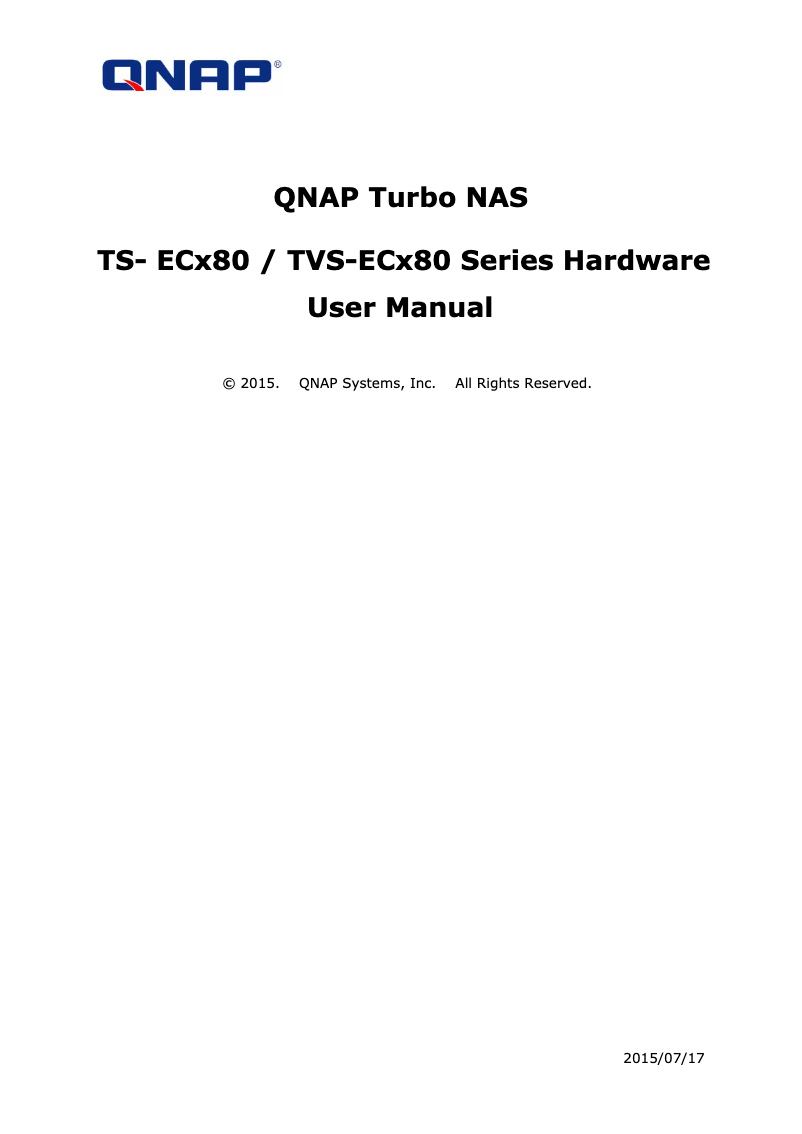 Imagen de la primera página del manual del dispositivo TVS-EC2480U-SAS R2