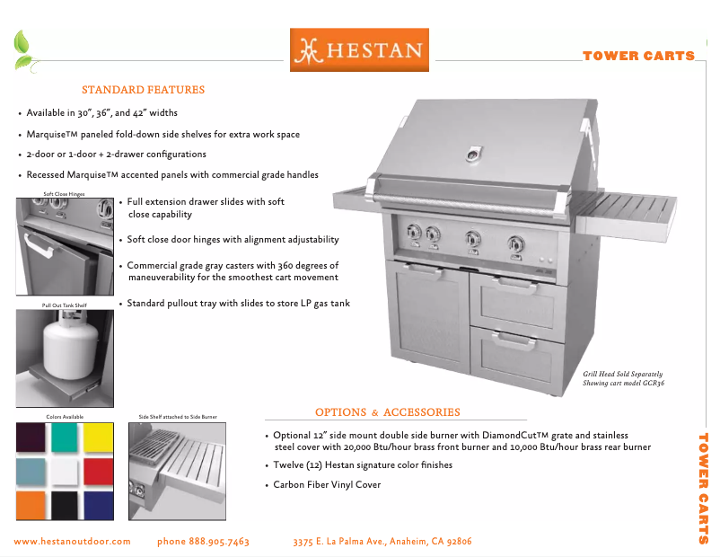 Página 1 del manual Ficha técnica Hestan GCR42-GR