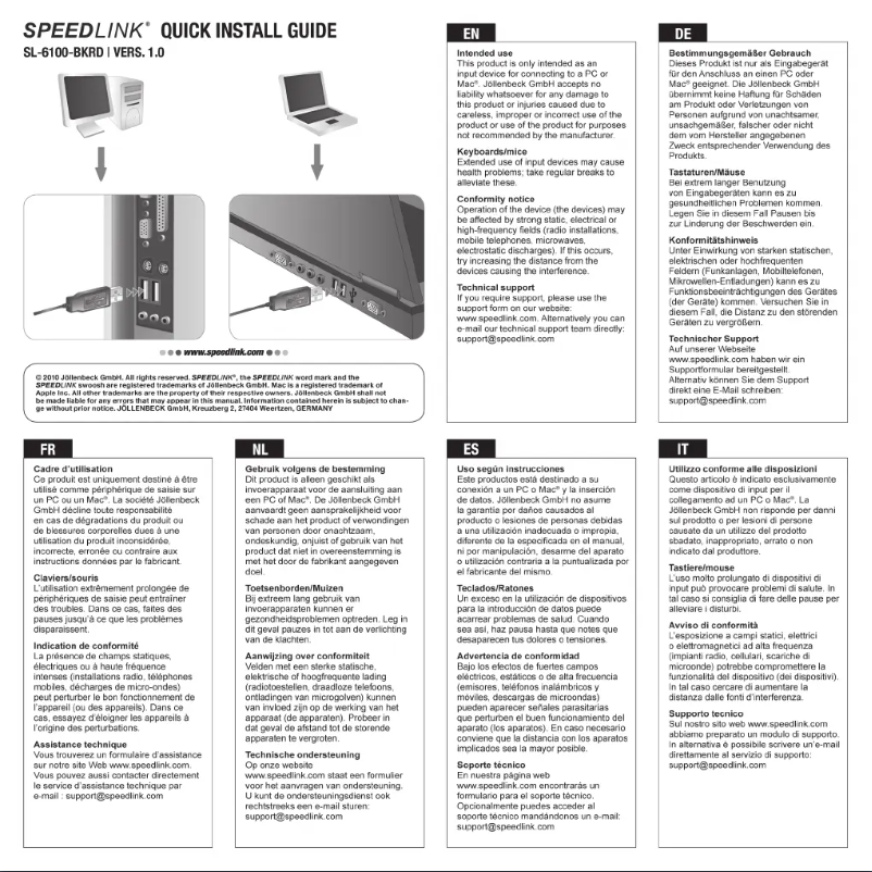 Página 1 del manual Manual de usuario Speed-Link Glory