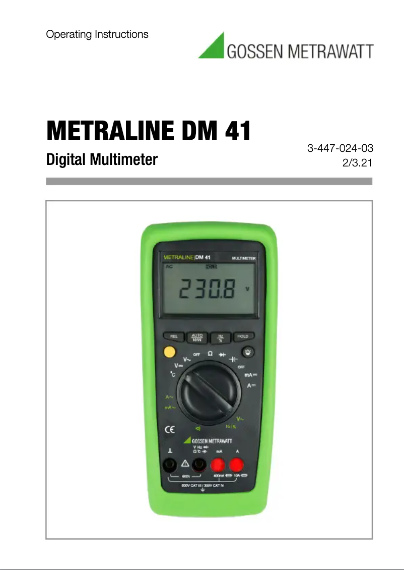 Página nº 1 - Manual de usuario Gossen Metrawatt Metraline DM 41