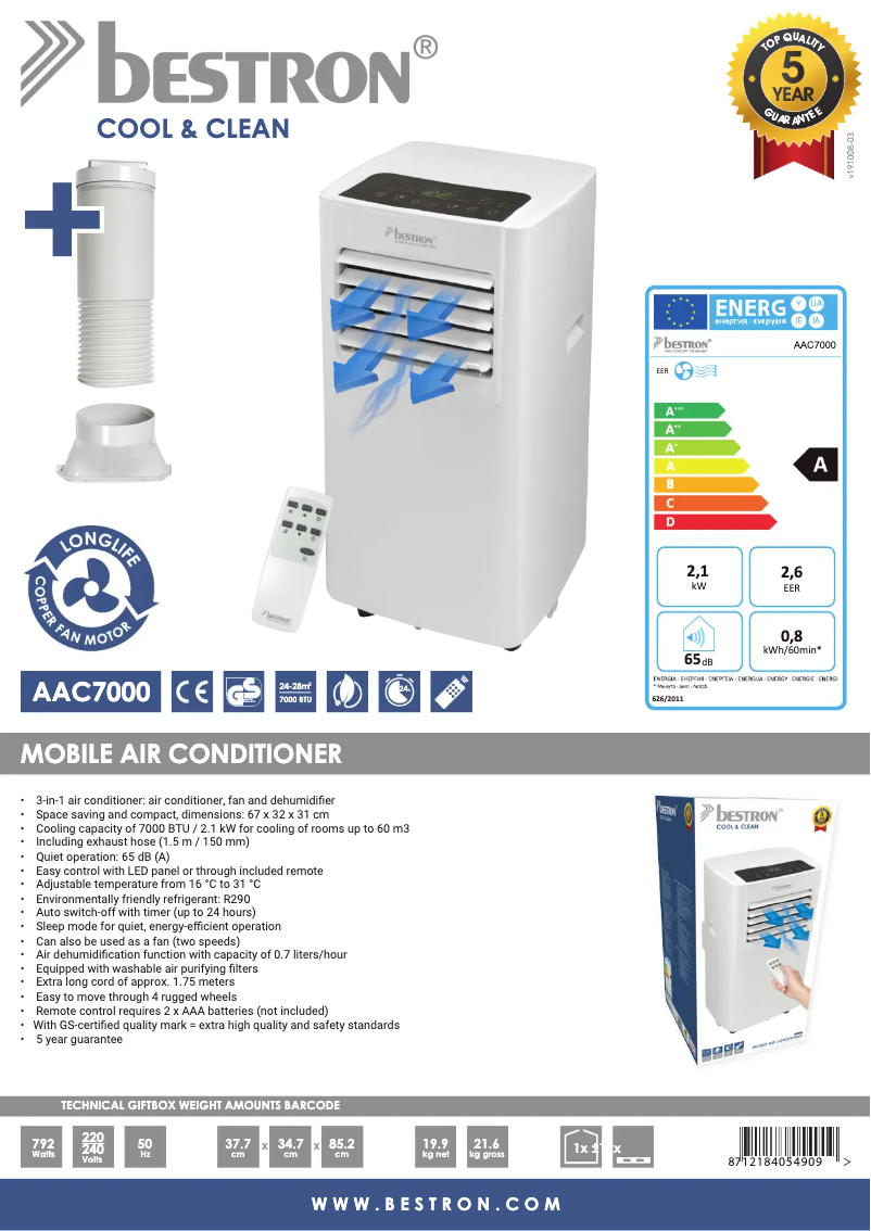 Imagen de la primera página del manual del dispositivo AAC7000