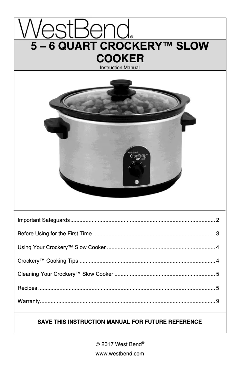 Página 1 del manual Manual de usuario WestBend 85146Z