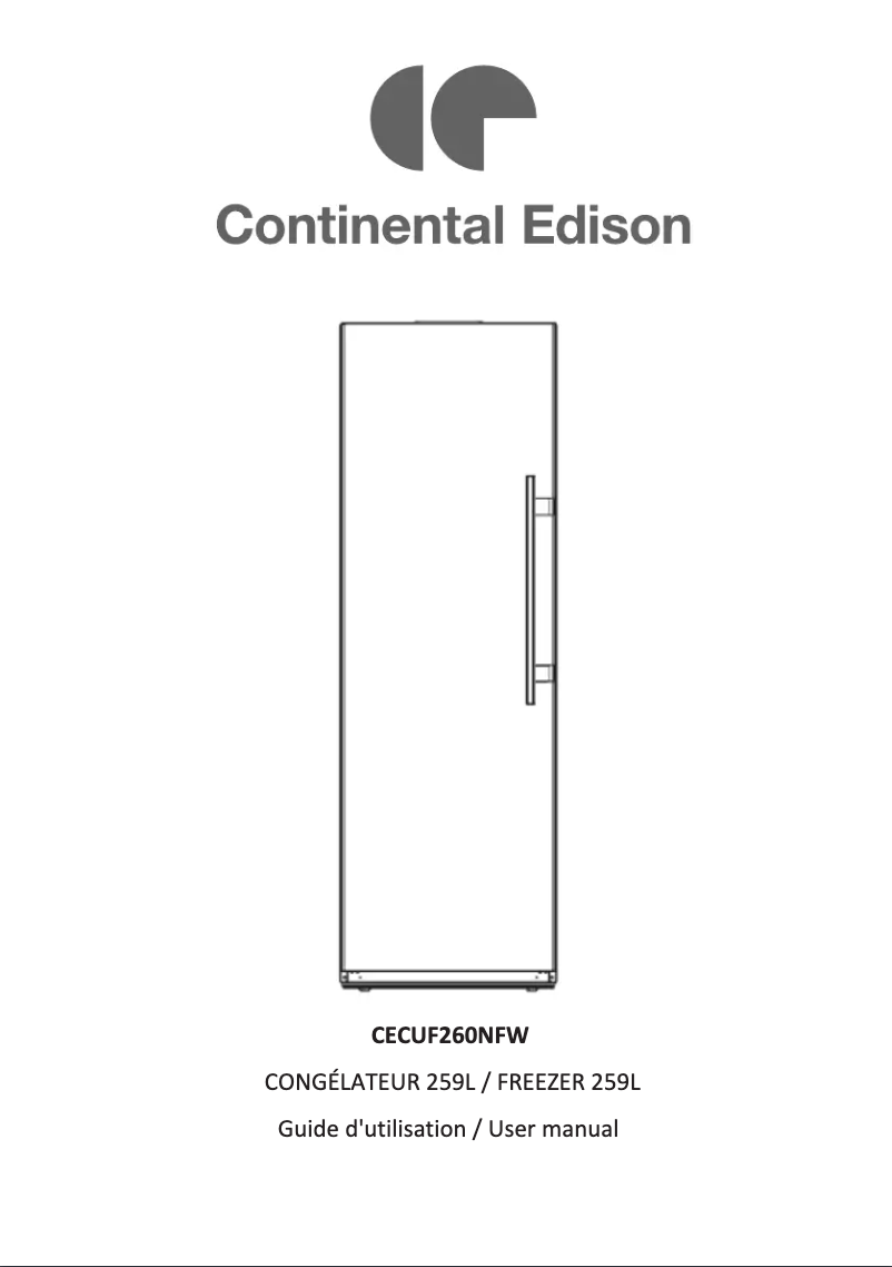 Página 1 del manual Manual de usuario Continental Edison CECUF260NFW