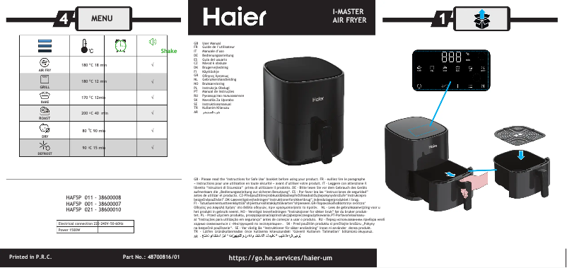 Imagen de la primera página del manual del dispositivo HAF5P 021