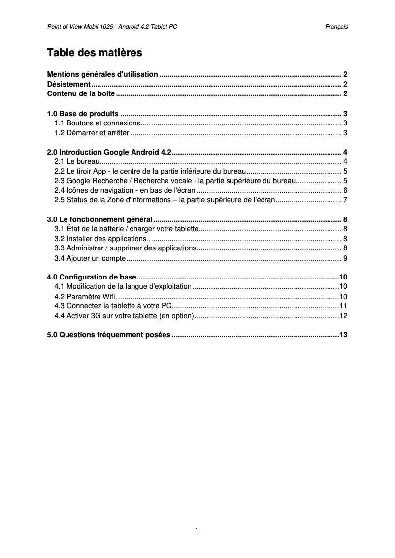 Imagen de la primera página del manual del dispositivo Mobii 1025