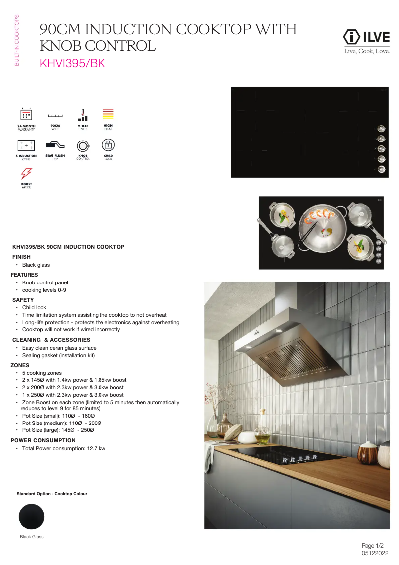 Página 1 del manual Ficha técnica Ilve KHVI395BK