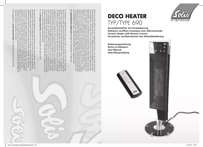 Página 1 del manual Manual de usuario Solis Deco Heater 690