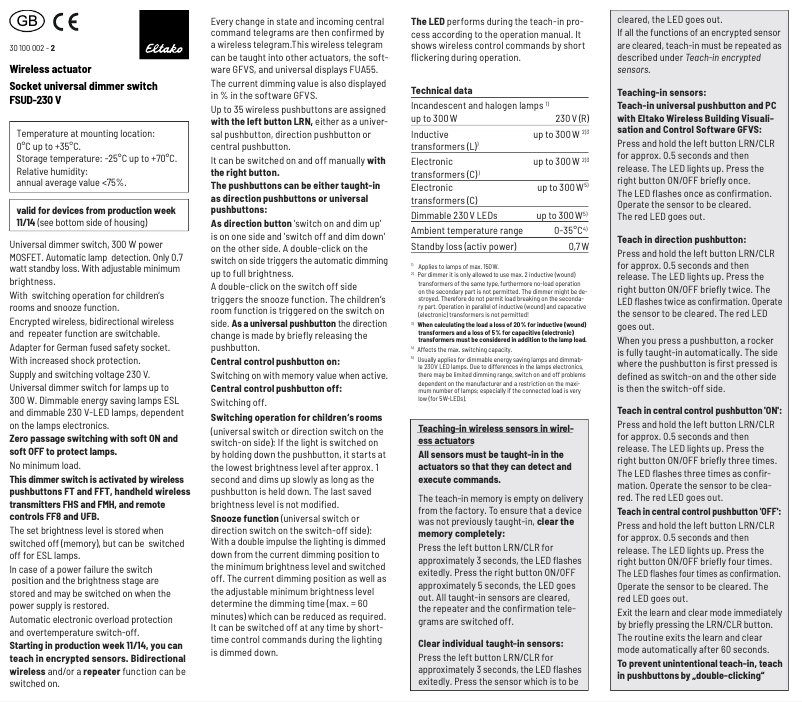 Imagen de la primera página del manual del dispositivo FSUD-230