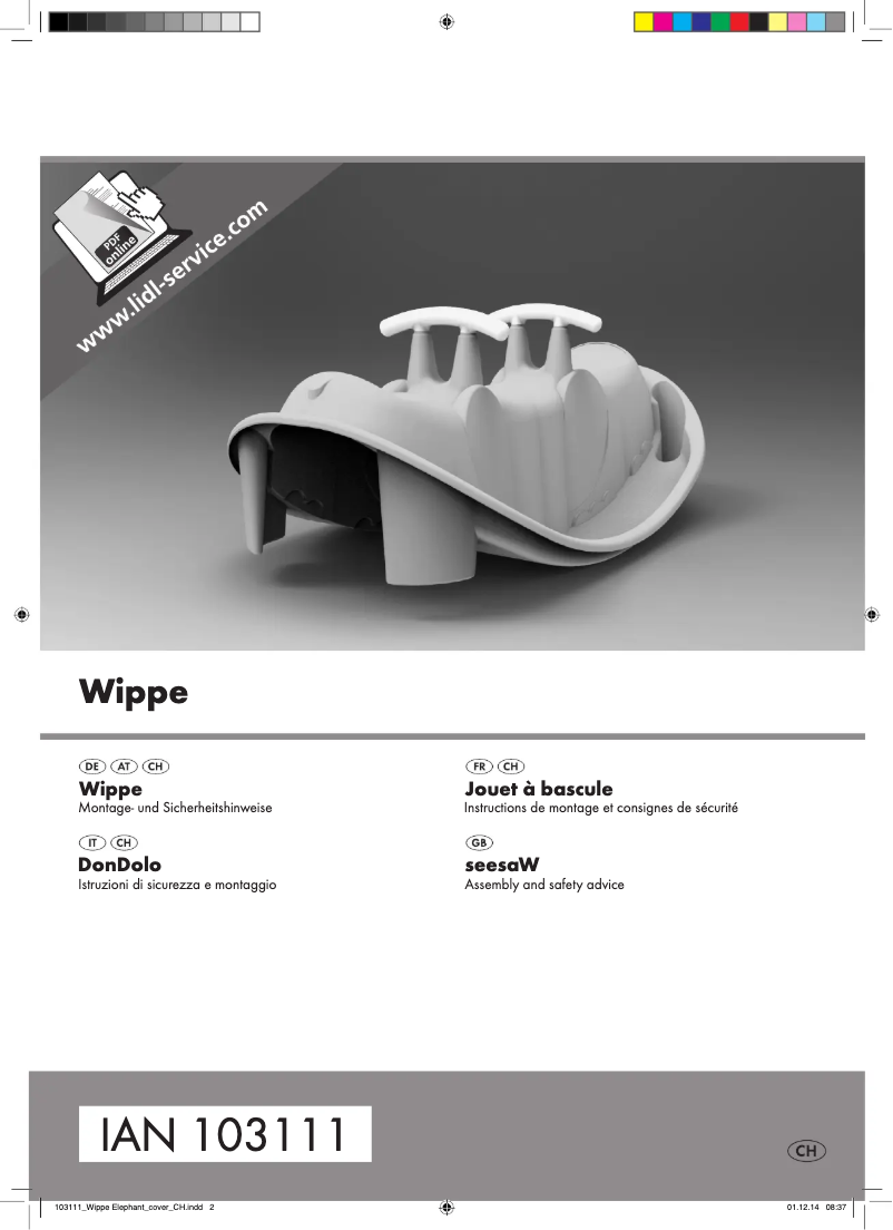 Imagen de la primera página del manual del dispositivo IAN 103111