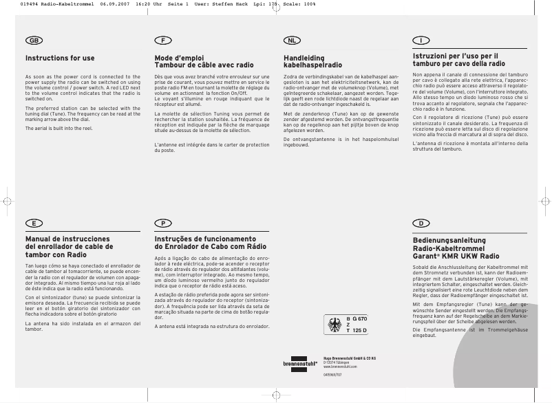 Imagen de la primera página del manual del dispositivo 25m H05VV-F 3G1,5