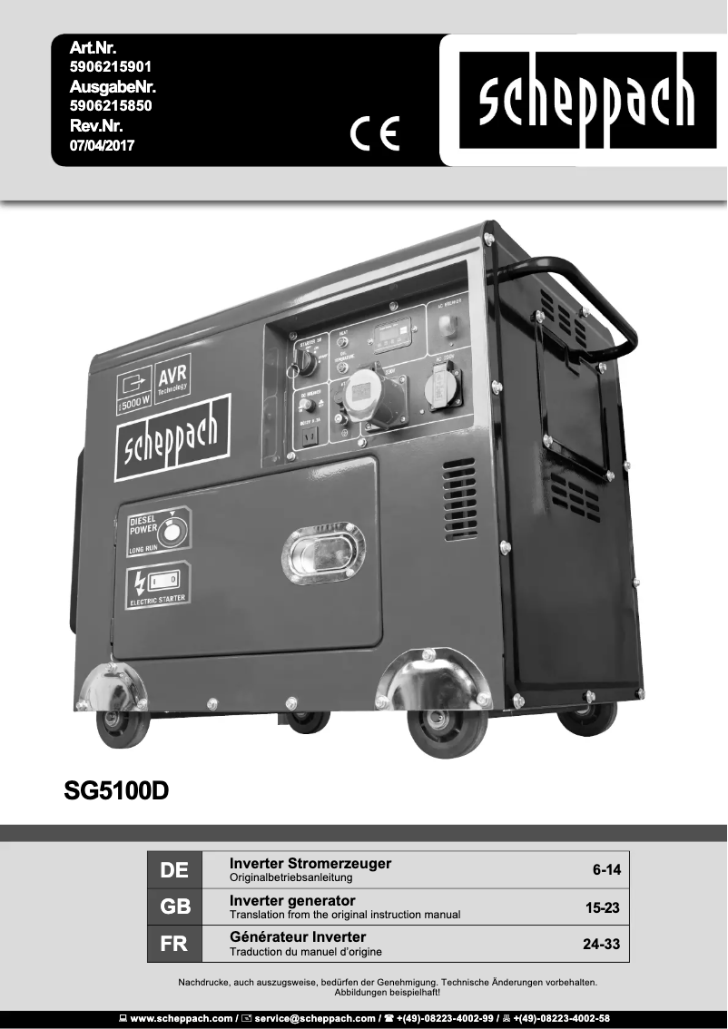 Página 1 del manual Manual de usuario Scheppach SG5100D