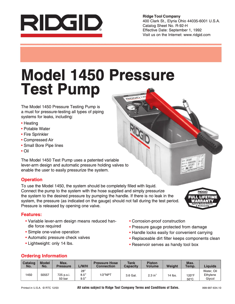 Imagen de la primera página del manual del dispositivo 1450