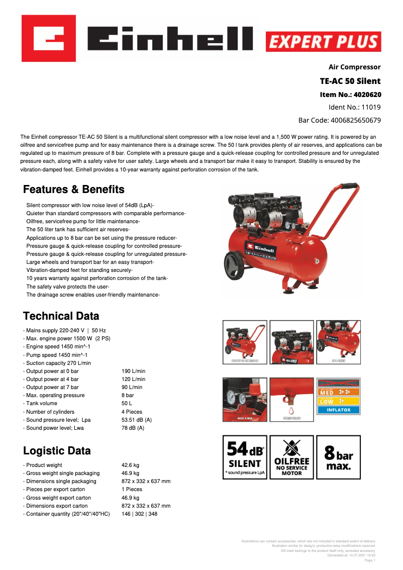 Imagen de la primera página del manual del dispositivo TE-AC 50 Silent