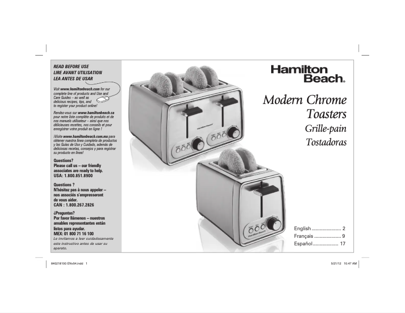 Página 1 del manual Manual de instrucciones Hamilton Beach 22791