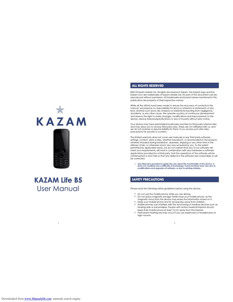 Página 1 del manual Manual de usuario Kazam Life B5