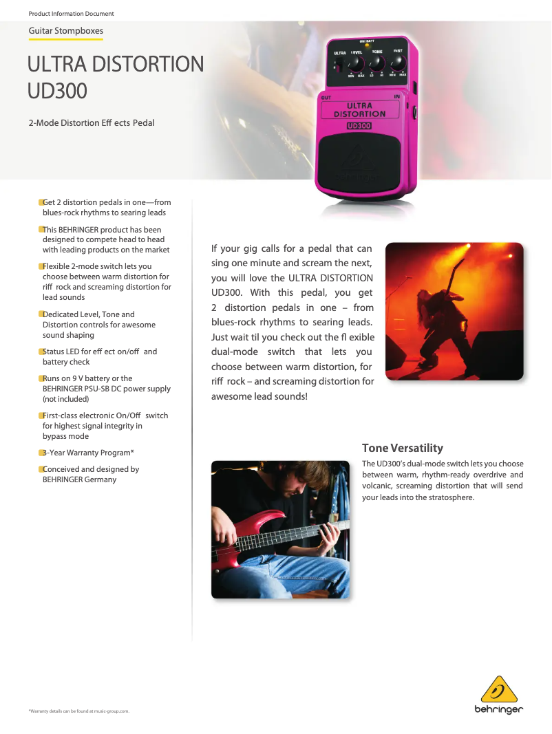 Imagen de la primera página del manual del dispositivo Ultra Distortion UD300