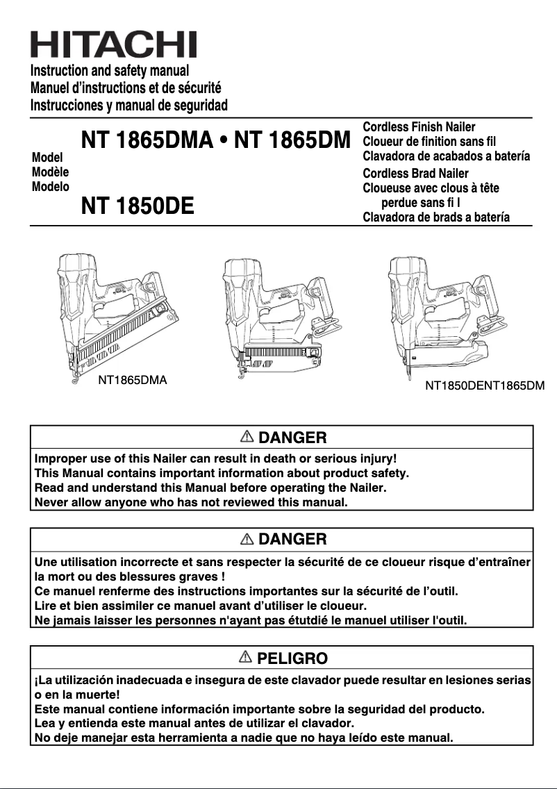 Página 1 del manual Manual de usuario HiKOKI NT1865DMA