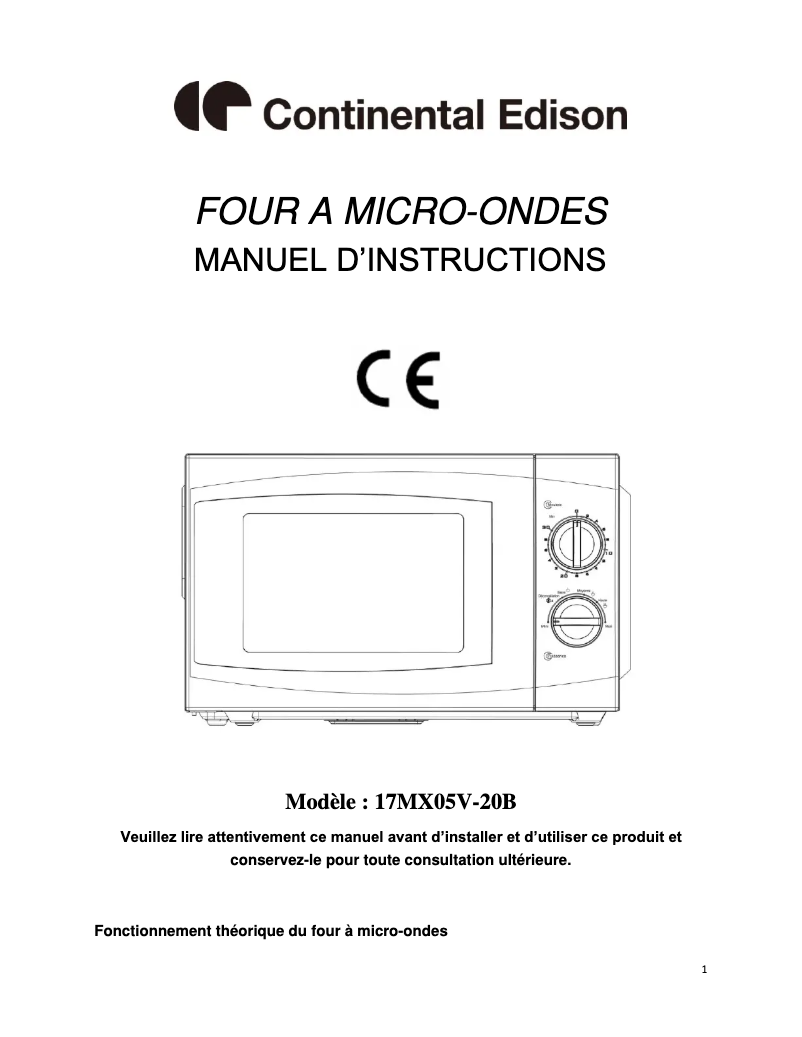 Página 1 del manual Manual de usuario Continental Edison 17MX05G-20B