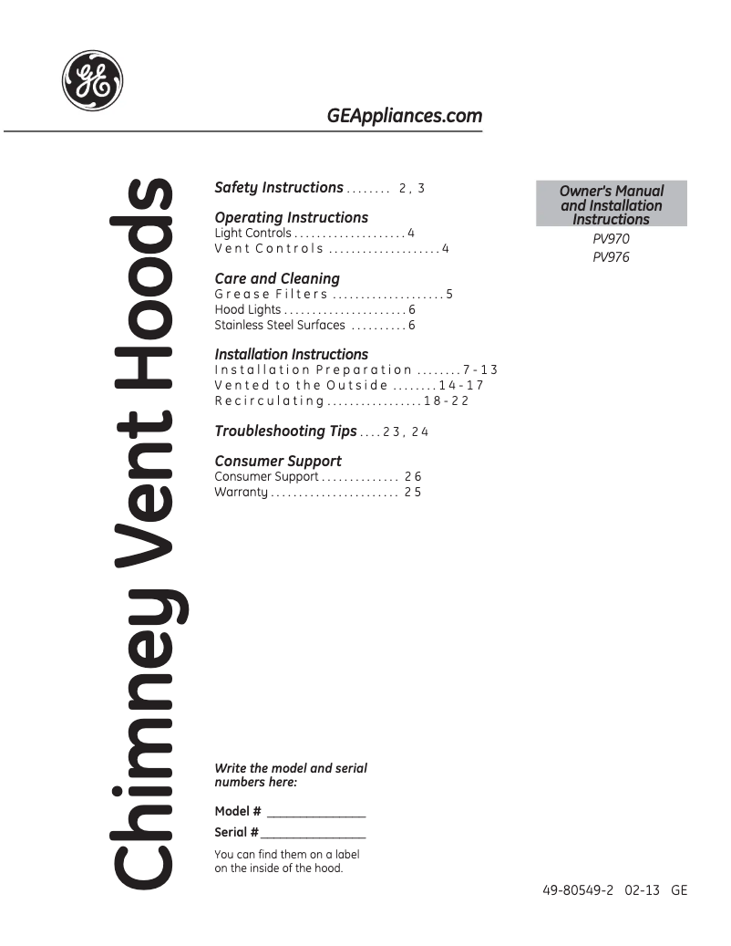 Imagen de la primera página del manual del dispositivo PV970NSS