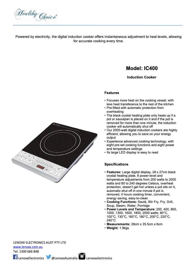 Imagen de la primera página del manual del dispositivo IC400