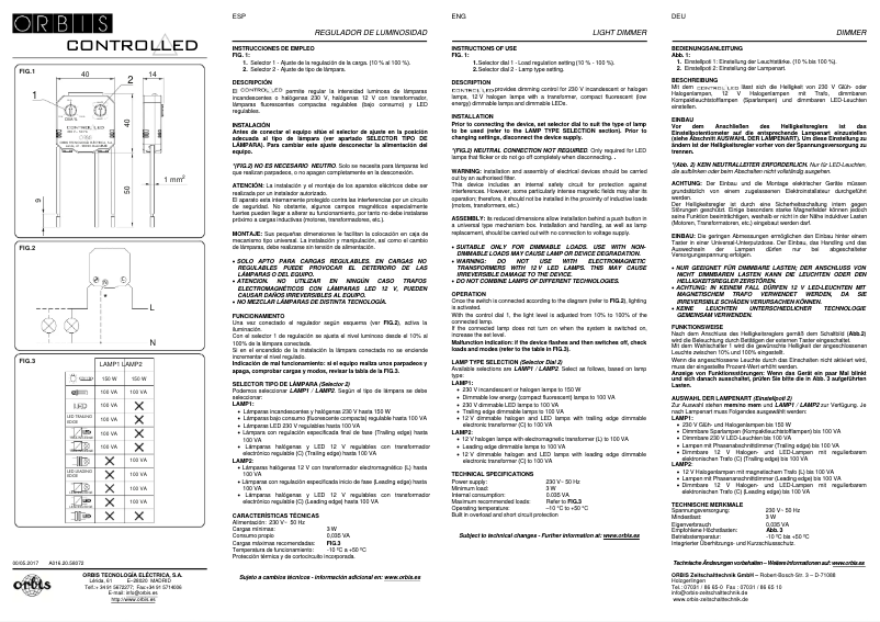 Imagen de la primera página del manual del dispositivo CONTROL LED