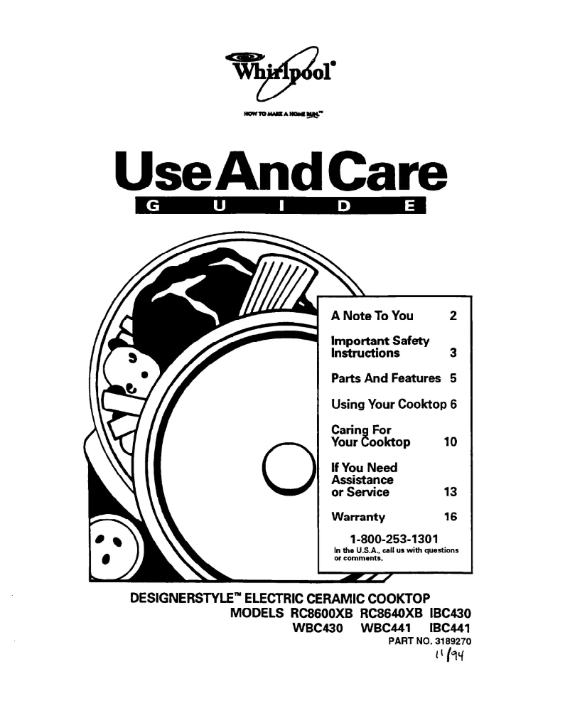 Imagen de la primera página del manual del dispositivo RC8600XBQ1