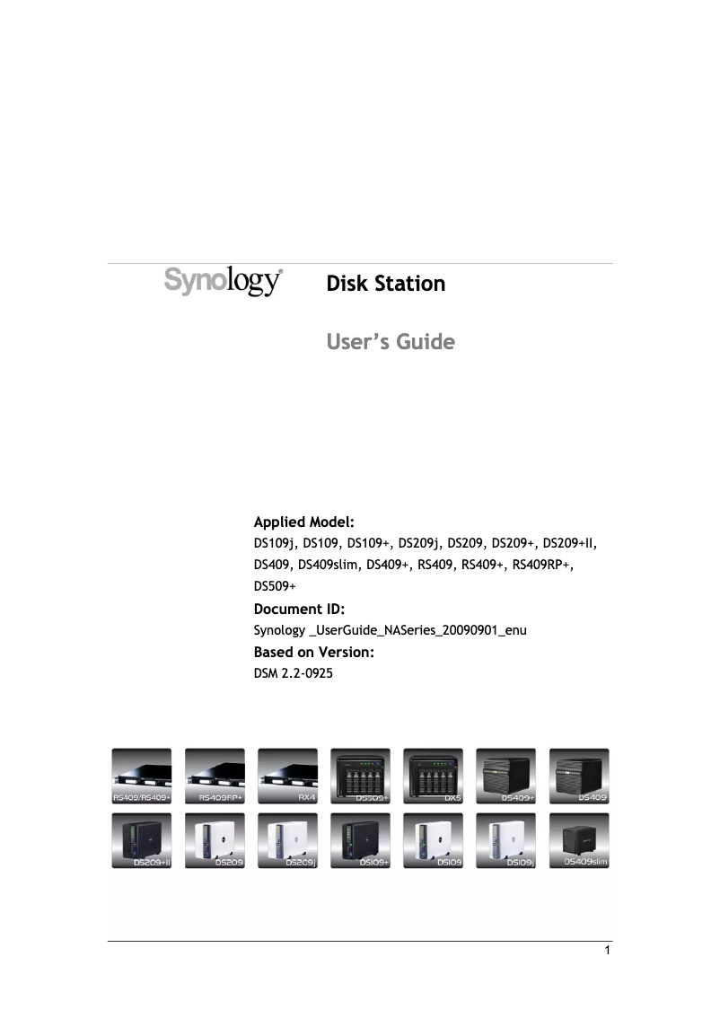 Página 1 del manual Manual de usuario Synology RackStation RS409RP+