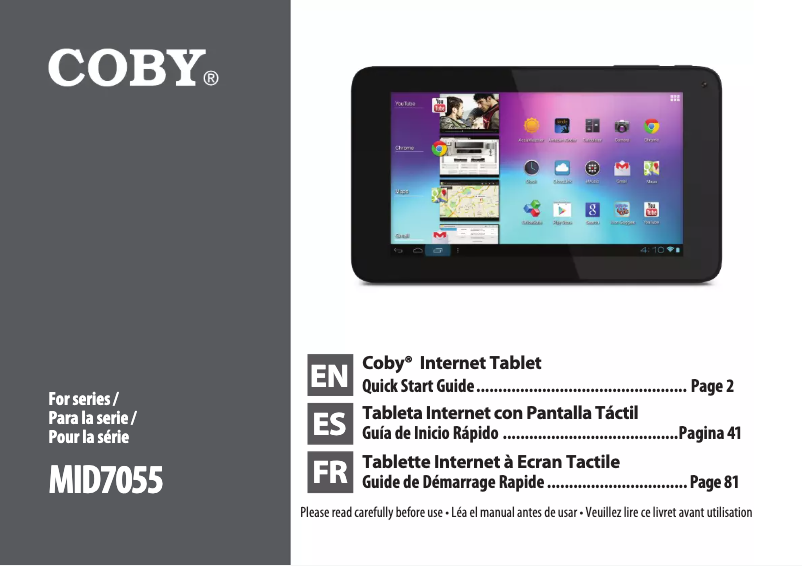 Imagen de la primera página del manual del dispositivo Kyros MID7055