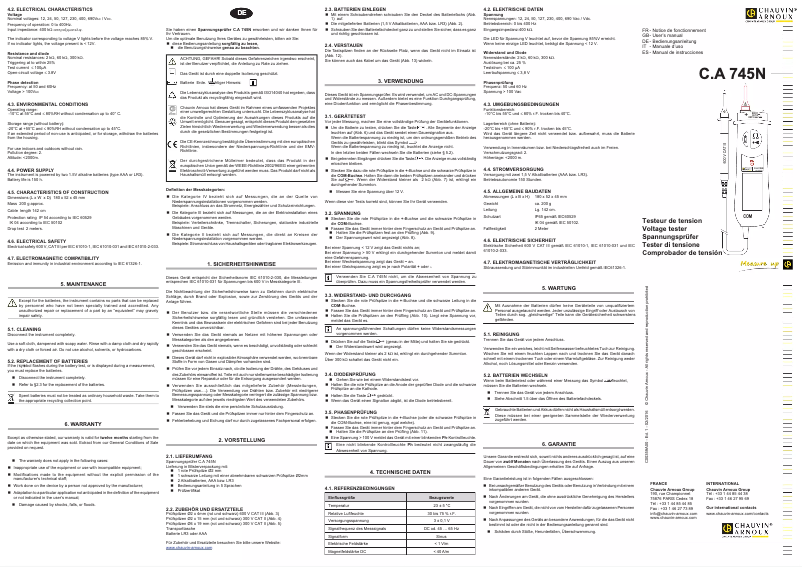 Imagen de la primera página del manual del dispositivo C.A 745N