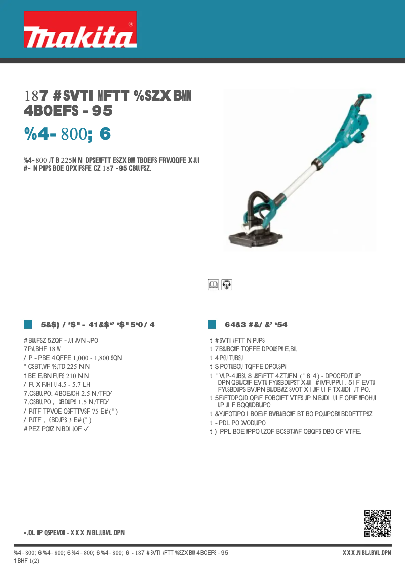 Página 1 del manual Ficha técnica Makita DSL800ZU