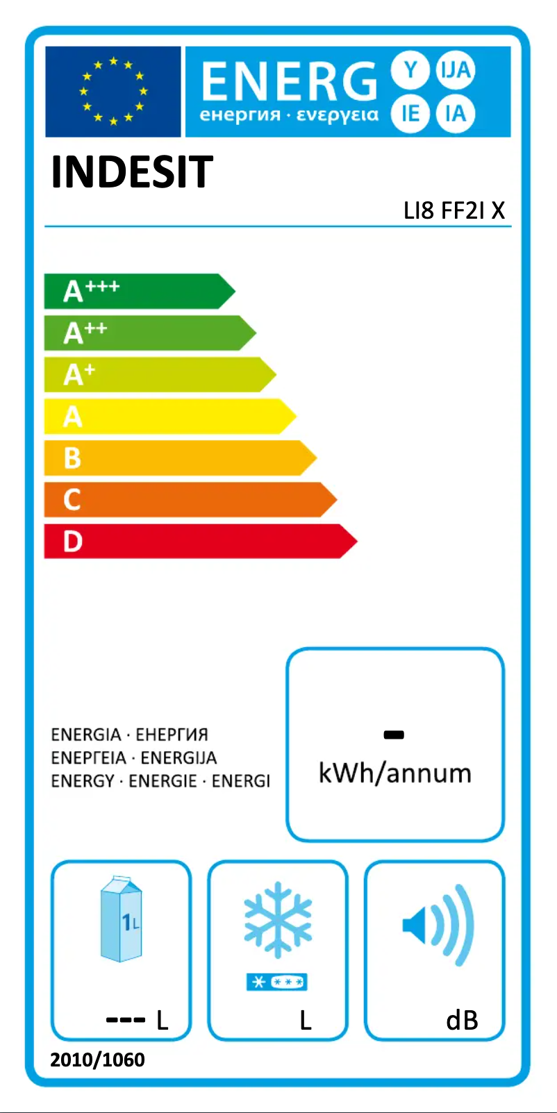 Página 1 del manual Etiqueta energética Indesit LI8 FF2I X