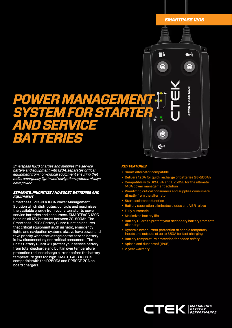 Página 1 del manual Ficha técnica Ctek Smartpass 120S